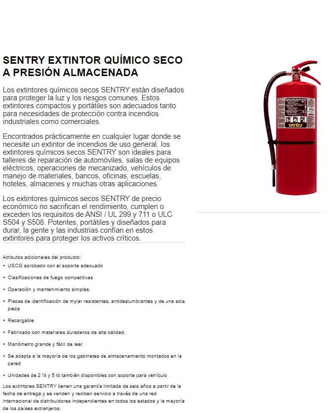 Extintor Sentry quimico seco